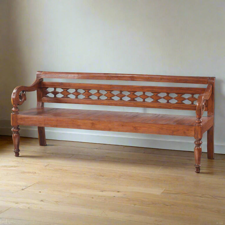 ANTIQUE INDIAN TEAK WOOD BENCH NO.4