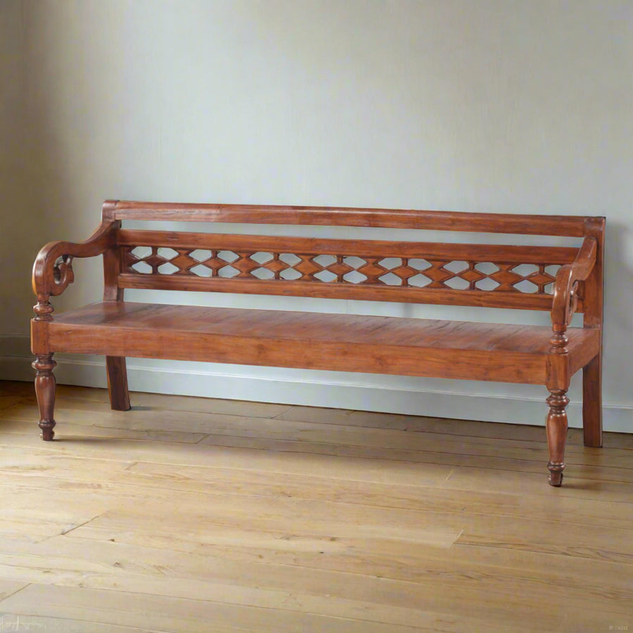 ANTIQUE INDIAN TEAK WOOD BENCH NO.4