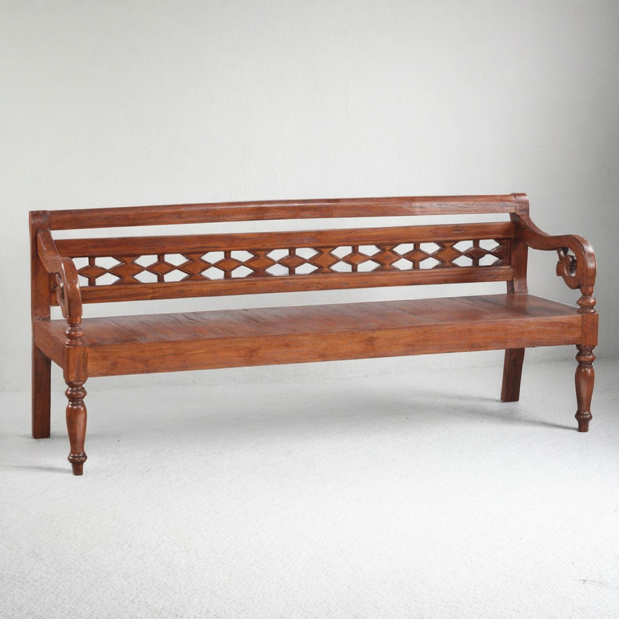 ANTIQUE INDIAN TEAK WOOD BENCH NO.4