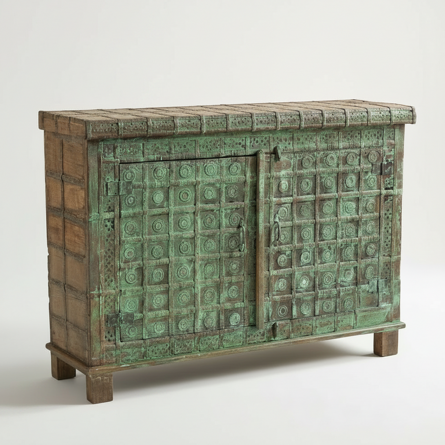ANTIQUE PITARA TRUNK CONSOLE CABINET