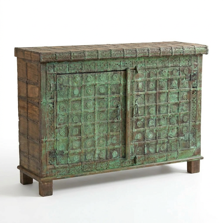 ANTIQUE PITARA TRUNK CONSOLE CABINET