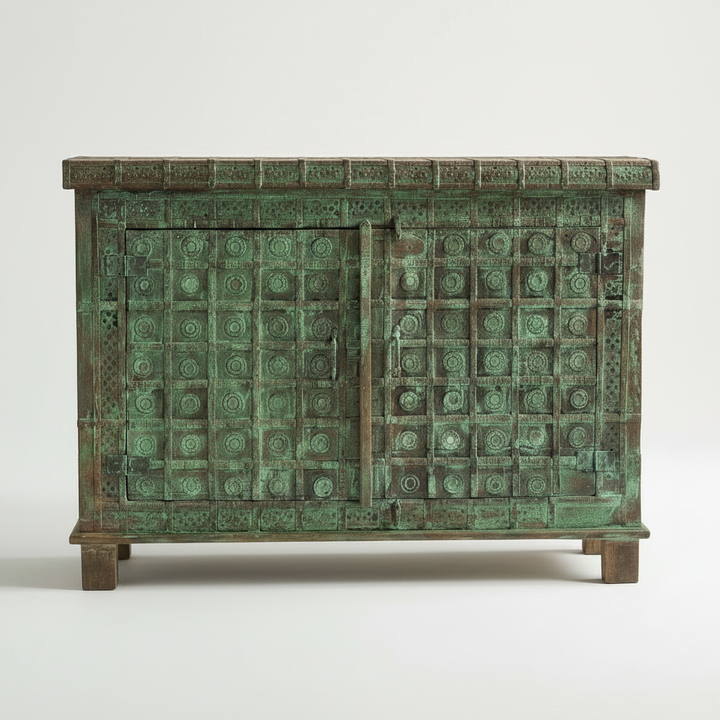 ANTIQUE PITARA TRUNK CONSOLE CABINET