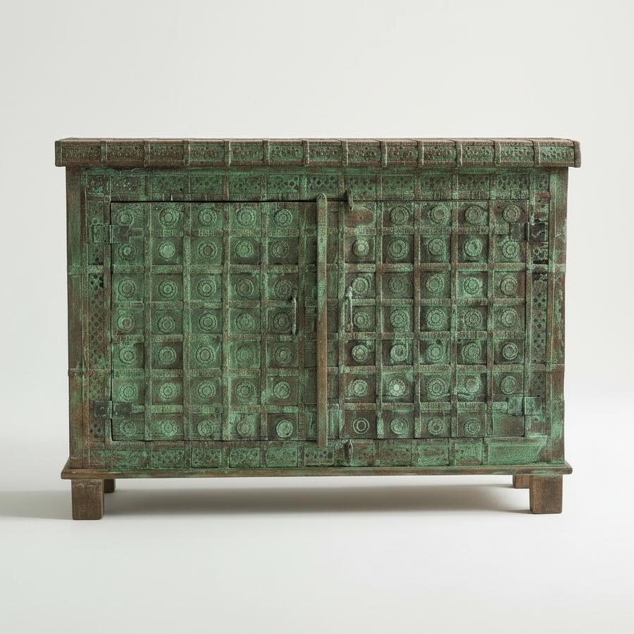 ANTIQUE PITARA TRUNK CONSOLE CABINET