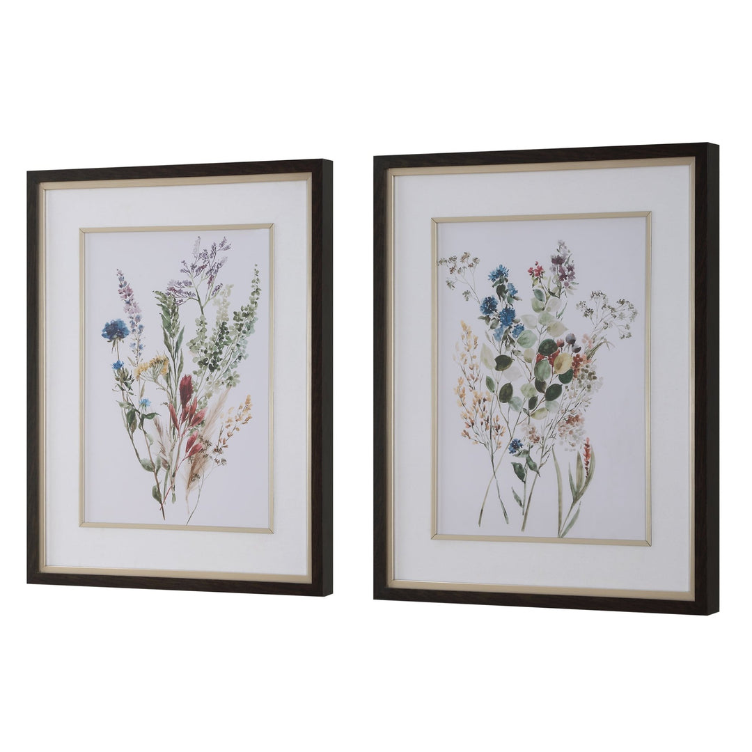 "DELICATE FLOWERS" GLASS FRAMED PRINTS | SET OF 2