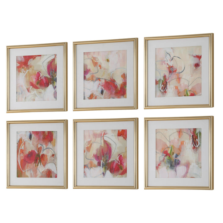 "FRESH START" RED ABSTRACT PRINTS | SET OF 6