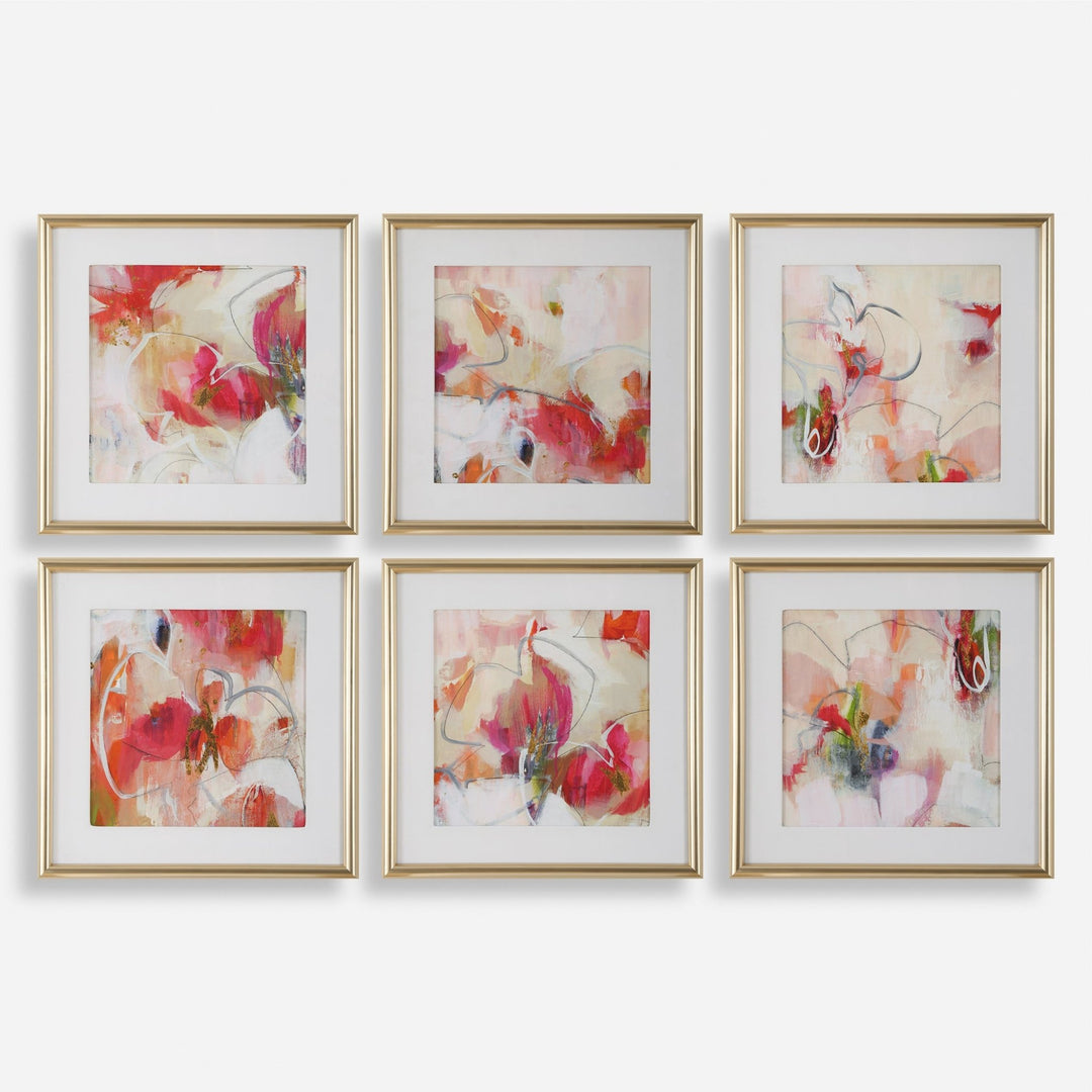 "FRESH START" RED ABSTRACT PRINTS | SET OF 6