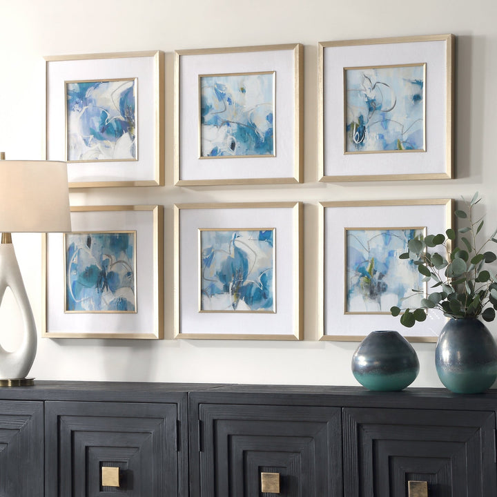 "FRESH START" BLUE ABSTRACT PRINTS | SET OF 6