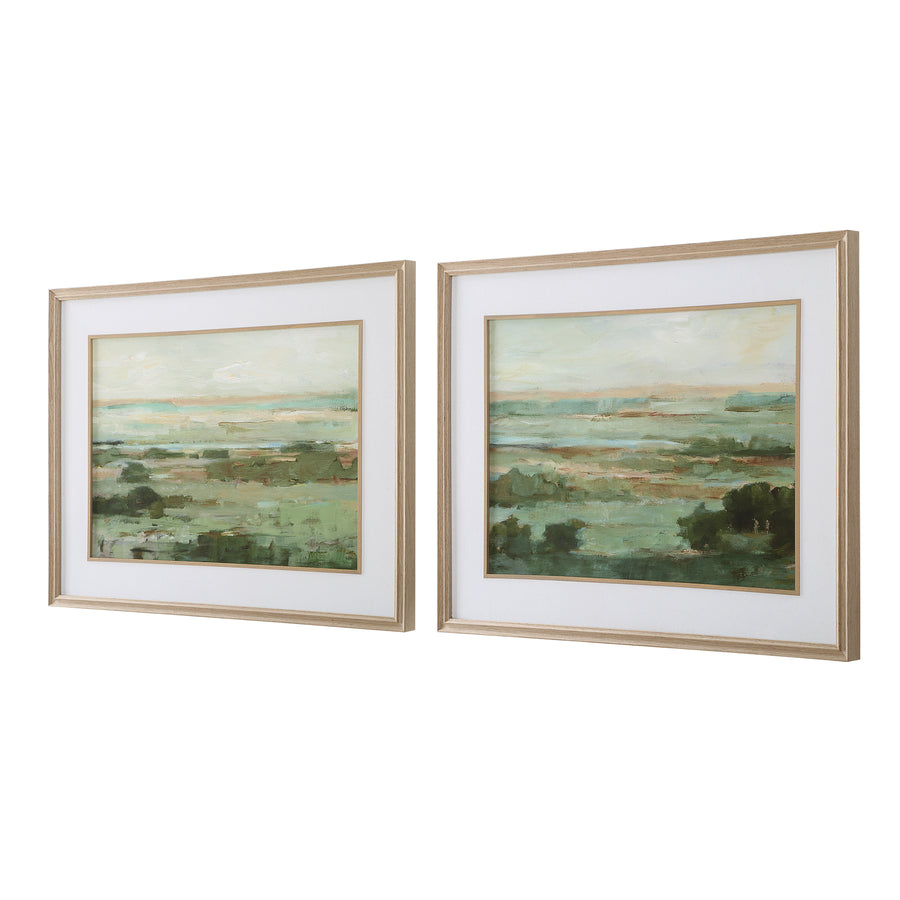 "WARM VALLEY" GLASS FRAMED PRINT SET