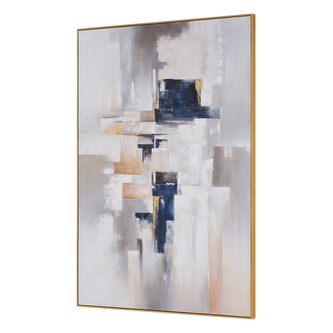 "WATERFRONT" GOLD EMBELLISHED ABSTRACT CANVAS ART