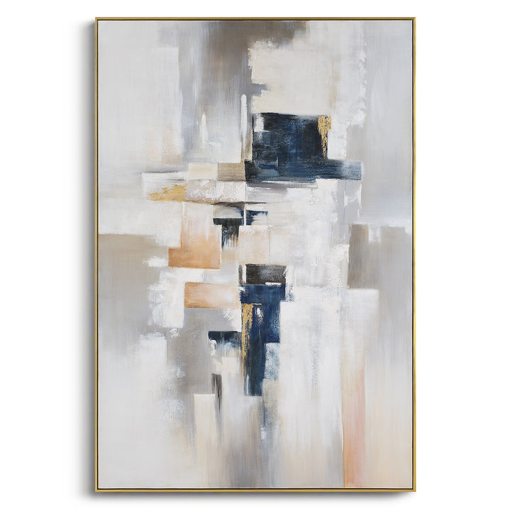 "WATERFRONT" GOLD EMBELLISHED ABSTRACT CANVAS ART