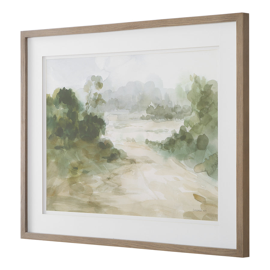 "VERDANT WATERCOLOR" GLASS FRAMED PRINT