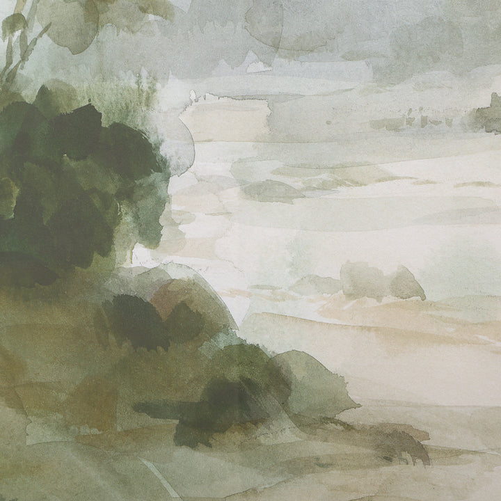 "VERDANT WATERCOLOR" GLASS FRAMED PRINT