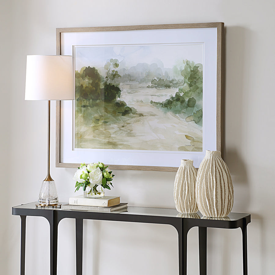 "VERDANT WATERCOLOR" GLASS FRAMED PRINT