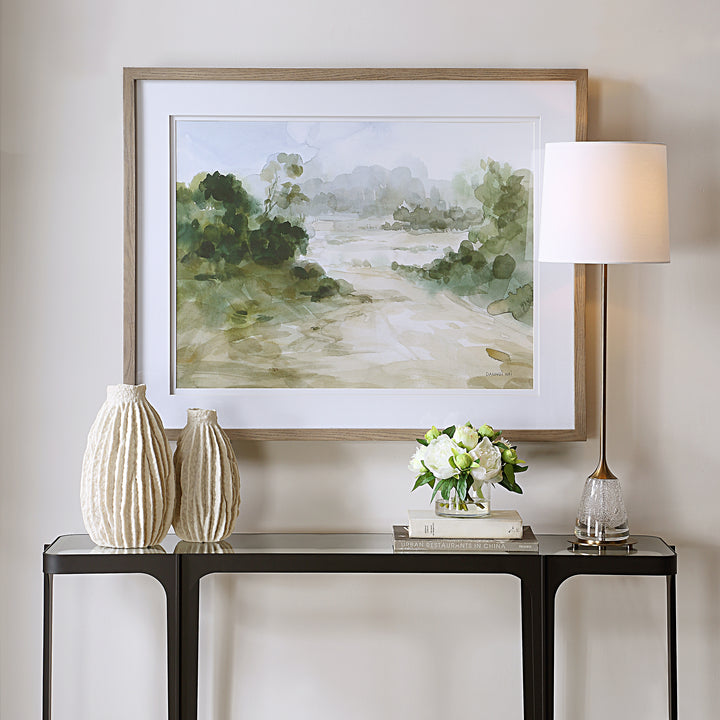 "VERDANT WATERCOLOR" GLASS FRAMED PRINT