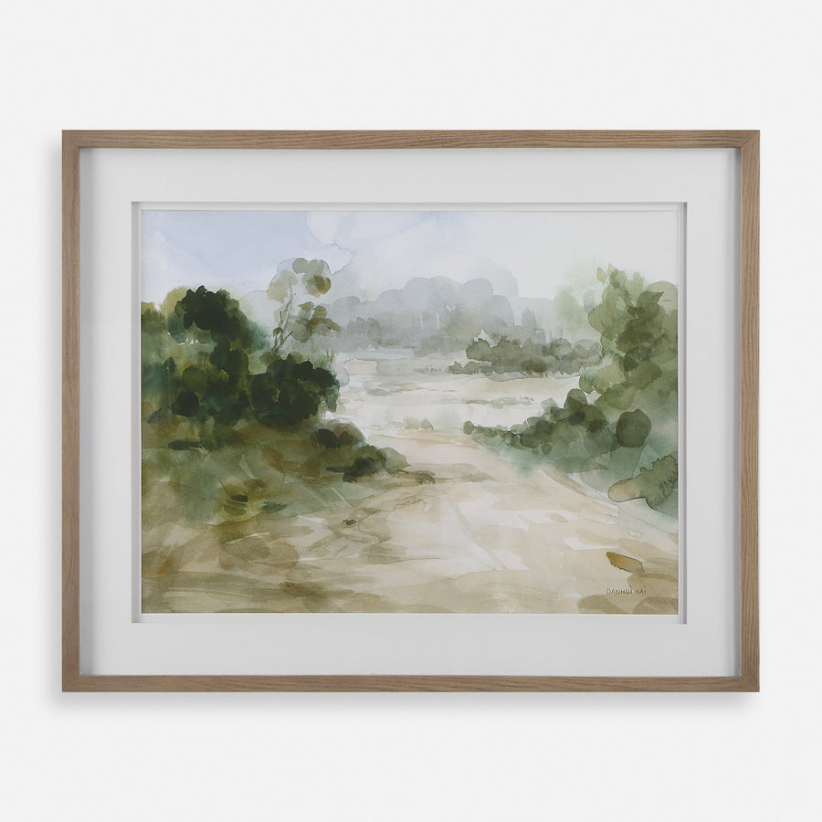 "VERDANT WATERCOLOR" GLASS FRAMED PRINT