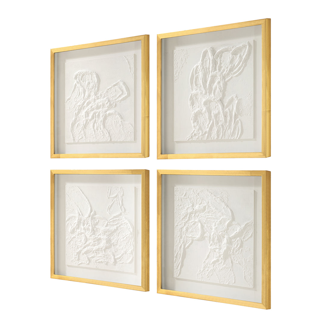 "FOURFOLD" GLASS FRAMED TEXTURED ART | SET OF 4