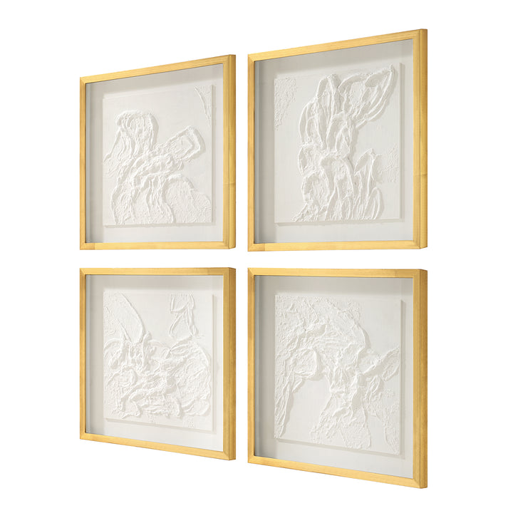 "FOURFOLD" GLASS FRAMED TEXTURED ART | SET OF 4