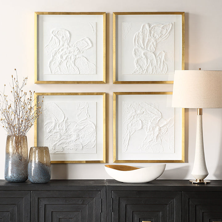 "FOURFOLD" GLASS FRAMED TEXTURED ART | SET OF 4