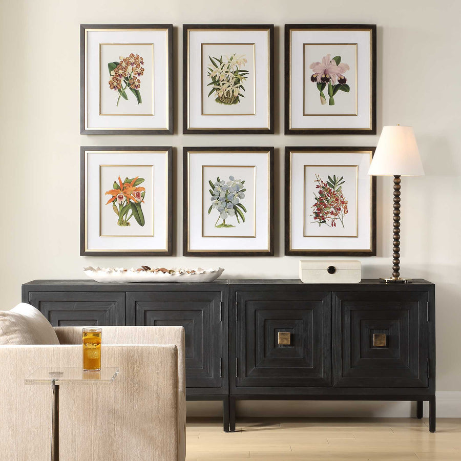 "ORCHID BOTANICAL" GLASS FRAMED GALLERY SET