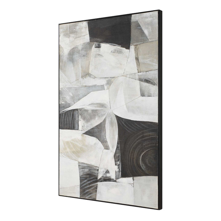 "FOLDING TIME" FRAMED ABSTRACT CANVAS ART