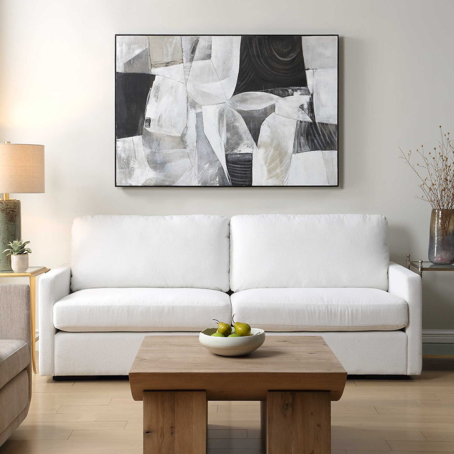 "FOLDING TIME" FRAMED ABSTRACT CANVAS ART