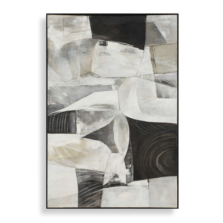"FOLDING TIME" FRAMED ABSTRACT CANVAS ART