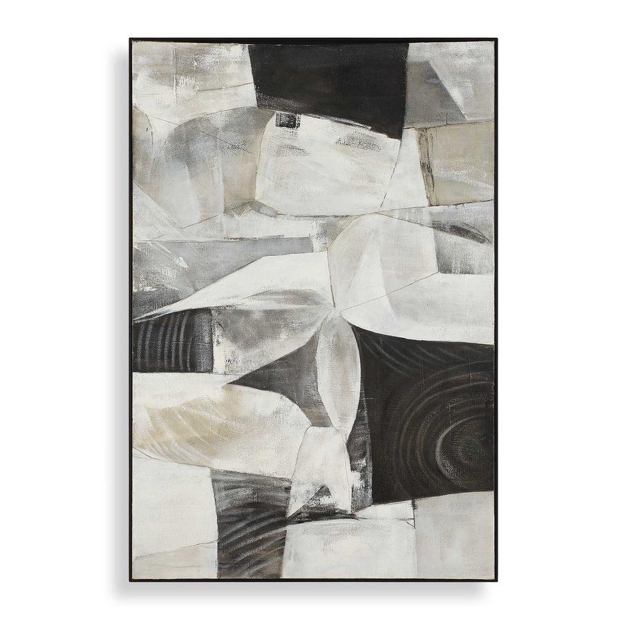 "FOLDING TIME" FRAMED ABSTRACT CANVAS ART