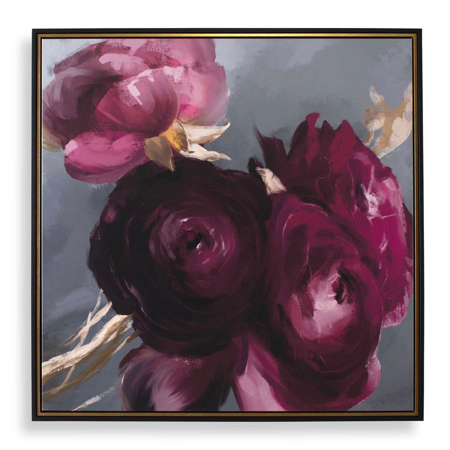 "PLUM RANCULUS" FRAMED FLORAL CANVAS ART