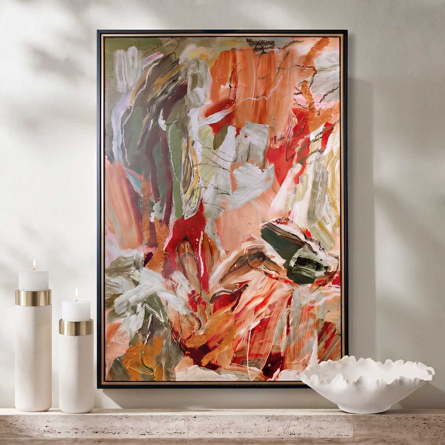 "GARDEN CITY" FRAMED ABSTRACT CANVAS ART