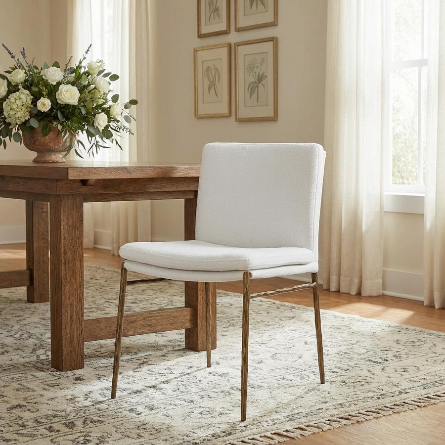 ASCEND OFF-WHITE BOUCLE DINING CHAIR