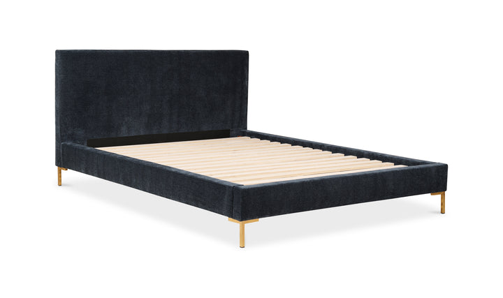 ASTRID MIDNIGHT BLUE VELVET PLATFORM BED