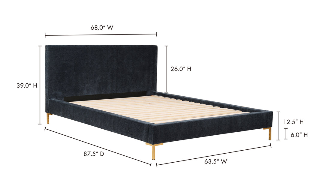 ASTRID MIDNIGHT BLUE VELVET PLATFORM BED