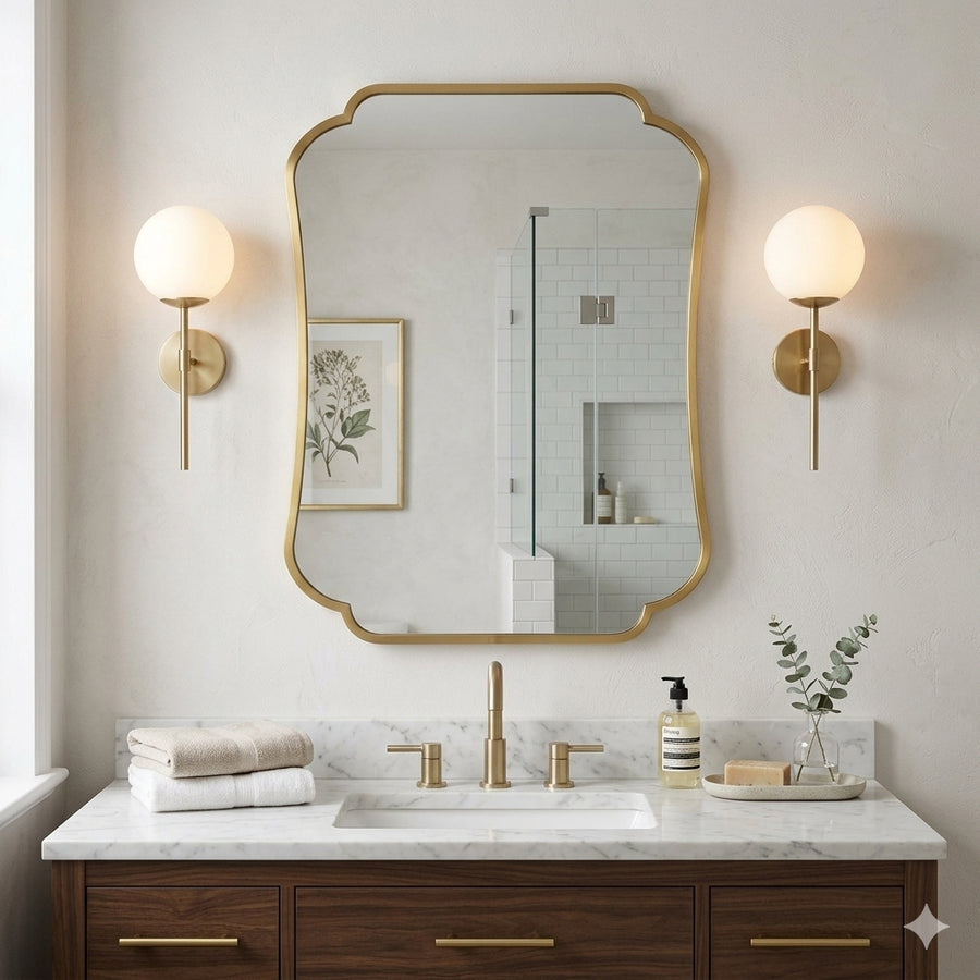 ATHENA BRASS FRAMED VANITY MIRROR