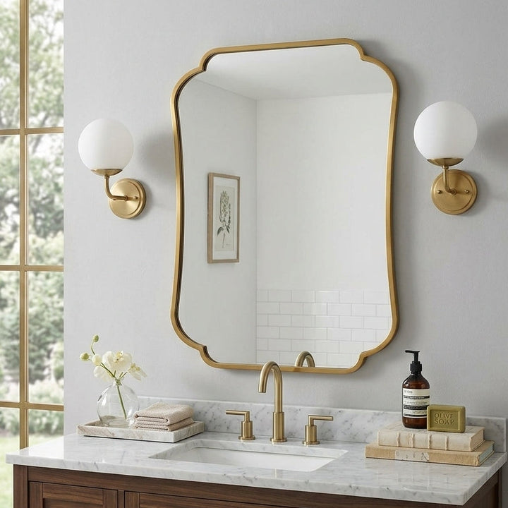 ATHENA BRASS FRAMED VANITY MIRROR