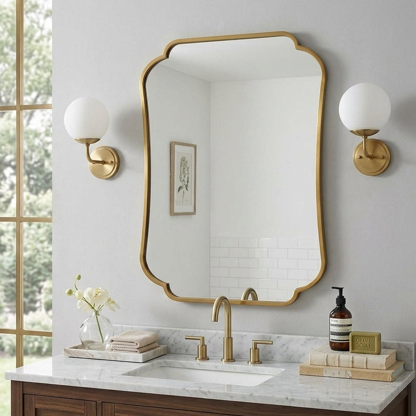 ATHENA BRASS FRAMED VANITY MIRROR