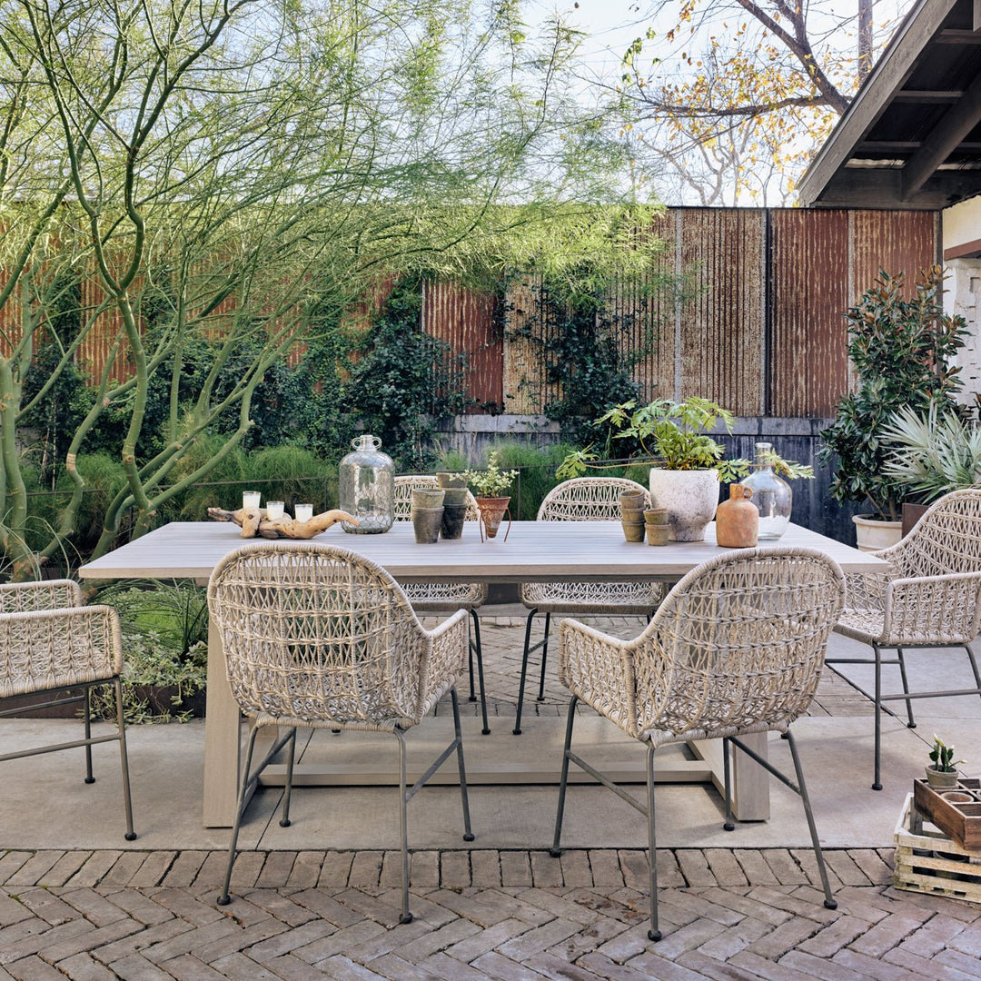 ATHERTON OUTDOOR TEAK WOOD DINING TABLE: WEATHERED GREY