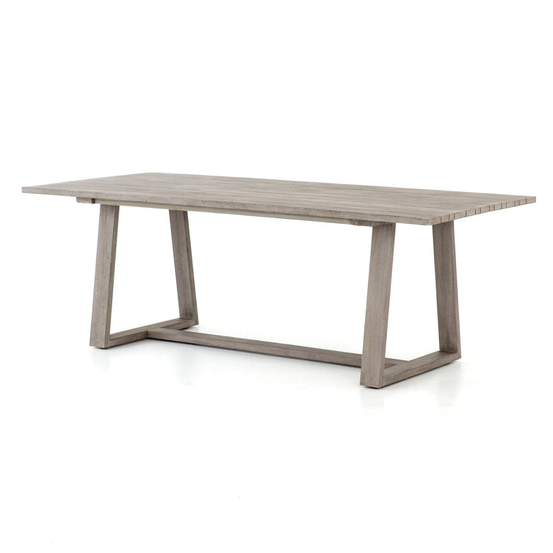 ATHERTON OUTDOOR TEAK WOOD DINING TABLE: WEATHERED GREY