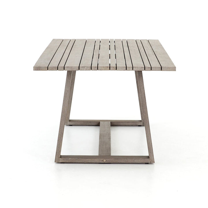 ATHERTON OUTDOOR TEAK WOOD DINING TABLE: WEATHERED GREY