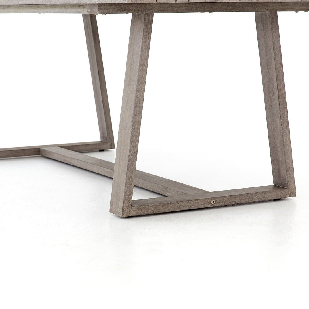 ATHERTON OUTDOOR TEAK WOOD DINING TABLE: WEATHERED GREY