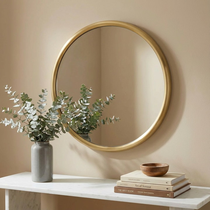 ATKINSON MODERN BRASS ROUND MIRROR