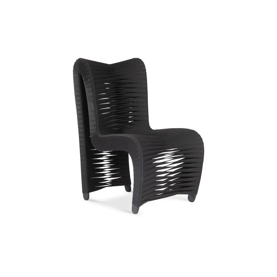 SEAT BELT DINING CHAIR, HIGH BACK - BLACK/BLACK - FRONT VIEW