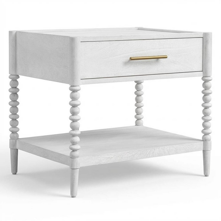 BALES WHITE BOBBIN LEG NIGHTSTAND