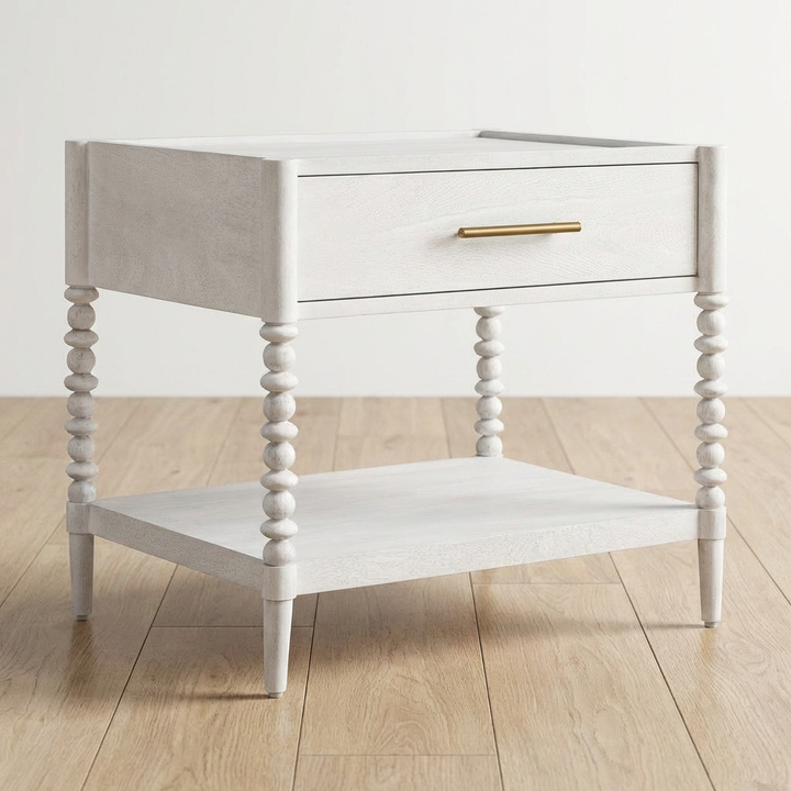 BALES WHITE BOBBIN LEG NIGHTSTAND