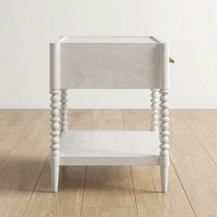 BALES WHITE BOBBIN LEG NIGHTSTAND