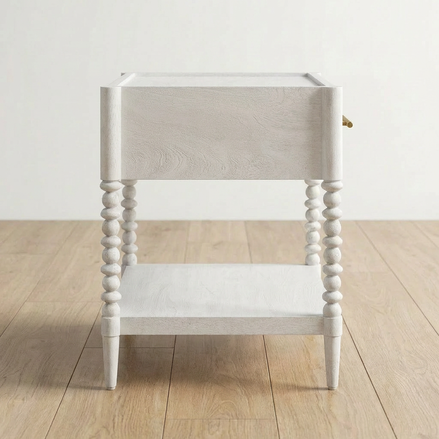 BALES WHITE BOBBIN LEG NIGHTSTAND