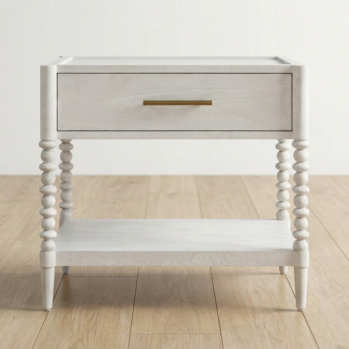 BALES WHITE BOBBIN LEG NIGHTSTAND