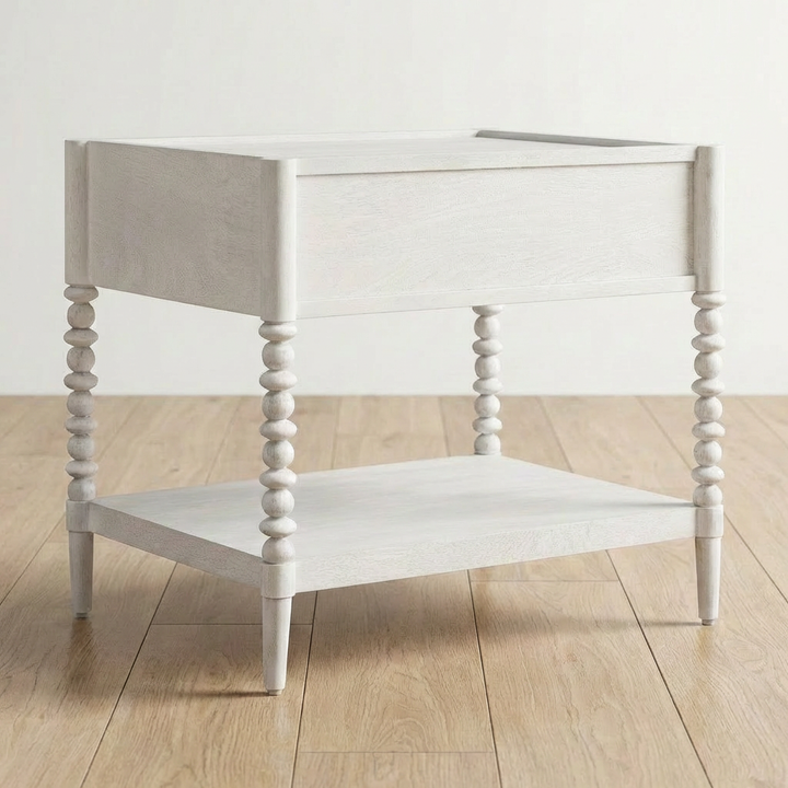 BALES WHITE BOBBIN LEG NIGHTSTAND