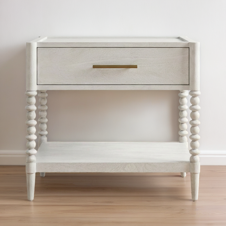 BALES WHITE BOBBIN LEG NIGHTSTAND