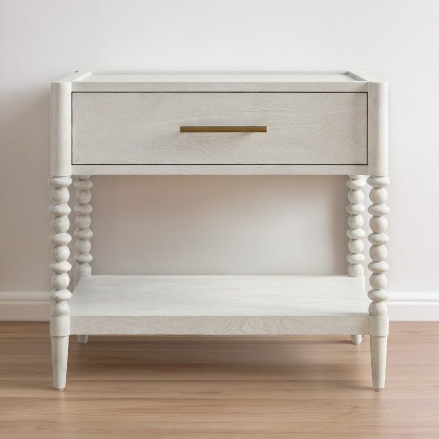 BALES WHITE BOBBIN LEG NIGHTSTAND
