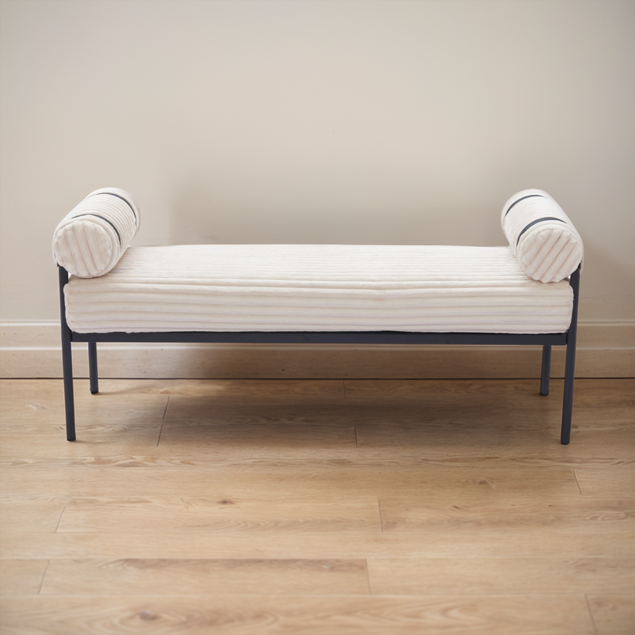 BARLOW BENCH: CREAM VELVETEEN CORDUROY